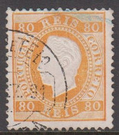 1871. Luis I. 80 REIS Perforated 12½. Orangeyellow. (Michel 40ybB) - JF423352 - Usado