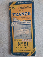 CARTE ROUTIERE MICHELIN N°51 BOULOGNE-LILLE  1/200 000 BIBENDUM - Callejero