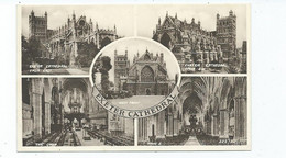 Devon Exeter Cathedral Postcard Multiview . Valentine's Sepiatype Unused - Exeter