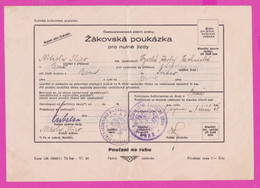 265510 / Czech Republic Railway Student Voucher For Necessary Rides Brno - Svidar Žákovská Poukázka Pro Nutné Jízdy - Europe