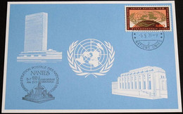 UNO GENF 1979 Mi-Nr. 78 Blaue Karte - Blue Card Mit Erinnerungsstempel NANTES - Cartas & Documentos