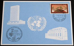 UNO GENF 1979 Mi-Nr. 86 Blaue Karte - Blue Card Mit Erinnerungsstempel HISTOPHILA 79 SPA - Storia Postale