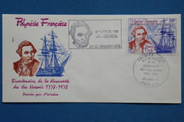 X17  POLYNESIE FRANCE BELLE LETTRE   1978    PREMIER JOUR PAPEETE  DECOUVERTE HAWAI + AFFRANCHISSEMENT PLAISANT - Lettres & Documents