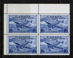 CANADA  Scott # CE 1** VF MINT NH CORNER BLOCK Of 4 (LG-1361) - Airmail: Special Delivery