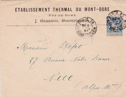 PARIS 53 RUE PIERRE-GUERIN  Sur Enveloppe Etablissement Thermal Du Mont-Dore,  Affranchie Au Type Sage. - 1877-1920: Période Semi Moderne