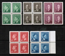 CANADA  Scott # 289-93** VF MINT NH BLOCKS Of 4 (LG-1365) - Blocs-feuillets