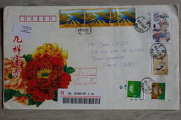 X17    CHINA   BELLE LETTRE    2013 POUR NANTERRE FRANCE + BANDE DE 3 TP   + AFFRANCHISSEMENT  PLAISANT - Cartas & Documentos