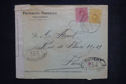 ESPAGNE - Enveloppe De Valladolid Pour La France En 1918 Avec Contrôle Postal - L 102555 - Lettres & Documents