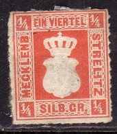 MECKLENBURG-STRELIT GERMANY GERMANIA 1864 COAT OF ARMS STEMMA ARMOIRIES 1/4sg  MH - Mecklenburg-Strelitz