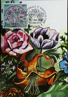 ►Fleur Pavot Rose  Flower - Floralies De Paris - Carte Maximum Card 1977 - Roses