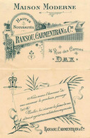 Dax * Maison Moderne Hautes NOuveautés RANSOU CARMENTRAN & Cie , 14 Rue Des Carmes * Carte De Visite Ancienne - Dax