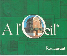 F129 / Carte Publicitaire De Visite PUB Advertising Card / RESTAURANT A L'OEIL (59) MARCQ-EN-BAROEUL - Marcq En Baroeul