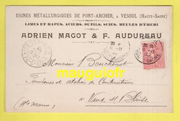 70 HAUTE SAÔNE / VESOUL / USINES METALLURGIQUES DE PONT-ARCHER / ACCUSÉ DE RÉCEPTION DE COMMANDE / 1903 - Vesoul