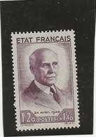 TIMBRE N° 576 - NEUF INFIME CHARNIERE -ANNEE 1943 - COTE : 12 € - Unused Stamps