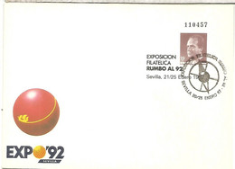 EXPO 92 SEVILLA ENTERO POSTAL EXPOSICION UNIVERSAL CON MAT RUMBO AL 92 - 1992 – Sevilla (Spanje)