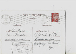 Carte Entier Postal 1944  Type PETAIN 1.20Frs /  88 NEUFCHATEAU E Moine / Commande Gerard MARTIGNY - Voorloper Kaarten