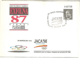 EXFILNA 87 ENTERO POSTAL JUEGOS OLIMPICOS DE JACA 1998 DEPORTES DE INVIERNO ENTERO CON SOBRECARGA - Invierno 1998: Nagano