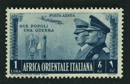 AFRICA ORIENTALE 1941 FRATELLANZA D'ARMI  POSTA AEREA 1 L. ** MNH - Africa Oriental Italiana