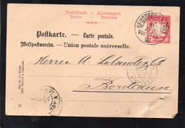 ALLEMAGNE CARTE LETTRE ENTIER POSTAL ACHAT VINSAUX ETS LALANDE BORDEAUX 08 OCTOBRE 1898 - 1800 – 1899