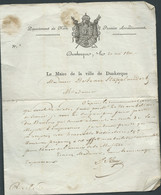 Lettre à Entête Manteau Imperial Mairie De Dunkerque  20/mai 1810 ( Lire Suite ) - Lm21205 - Documents Historiques