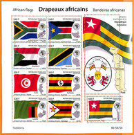 A7154 - TOGO, Error, 2020, MISPERF MINIATURE SHEET: African Flags - Timbres