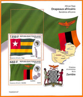 A7156 - TOGO, Error, 2020, MISPERF MINIATURE SHEET: African Flags, Togo, Zambia - Timbres