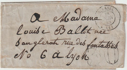 4400 Enveloppe 1858 SEYSSEL Lyon  Louise SANGLERAT épouse BAILLOD Originaire De Songieu Et Desingy Rue Des Fantasques - 1849-1876: Classic Period