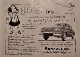 RENAULT DAUPHINE Rare Publicité Américaine De 1958 Document Original Découpé Dans Une Revue US De 1958 - Cars