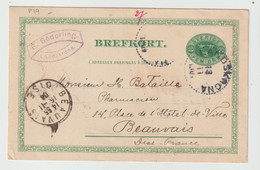 4403 Entier Postal SUEDE SWEDEN 1904 SODERLING Landskrona Pour Beauvais Bataille Pharmacie - Postwaardestukken