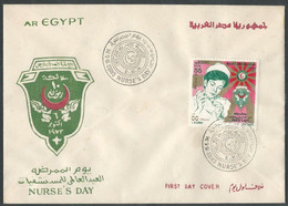 EGYPT 1973 - 1974 FDC FIRST DAY COVER Nurse's Day - Nurse Day / 55 Mill Stamp On Cover - Covers & Documents