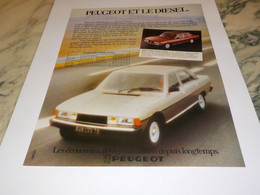 ANCIENNE   PUBLICITE LE DIESEL ET LA 604 D DE PEUGEOT 1985 - Cars