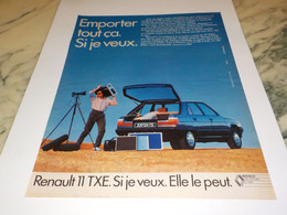 ANCIENNE PUBLICITE AUTOMOBILE RENAULT R 11 TXE 1986 - Cars