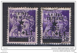 TRIESTE:  1945  OCCUPAZ.  JUGOSLAVA  -  £.1 // 50 C. VIOLETTO  US. -  RIPETUTO  2  VOLTE  -  SASS. 4 - Jugoslawische Bes.: Triest