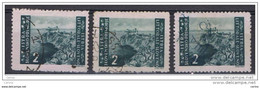 ISTRIA:  1946 TIRATURA  DI  ZAGABRIA  -  £.2  VERDE  GRIGIO  US. -  D. 12  -  RIPETUTO  3  VOLTE  -  SASS. 55 - Joegoslavische Bez.: Istrië