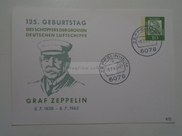 D182239  Deutschland  Postkarte - Ganzsache  Postal Stationery -cancel Zeppelinheim  - 125. Geb. GRAF ZEPPELIN - Postales Privados - Usados