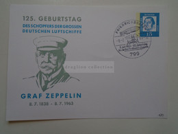 D182241 Deutschland  Postkarte - 1963 Ganzsache  Postal Stationery -cancel Friedrichshafen - 125. Geb. GRAF ZEPPELIN - Privatpostkarten - Gebraucht