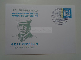 D182246  Deutschland  Postkarte - 1963 Ganzsache  Postal Stationery  Cancel Friedrichshafen - 125. Geb. GRAF ZEPPELIN - Postales Privados - Usados