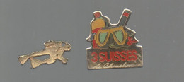 PINS PIN'S PLONGEE S  DORE ET 3 SUISSES LOT 2 PINS - Immersione