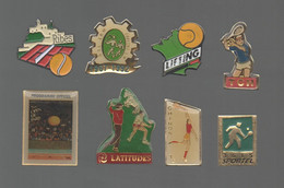 PINS PIN'S TENNIS EGF 1010 LATITUDES RIBES CHALONS SUR MARNE CHINON TCH LIFTING SPORTEL OPEN PARIS LOT 8 PINS - Nuoto
