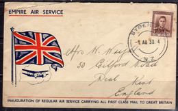 NEW ZEALAND NUOVA ZELANDA 1 8 1938  EMPIRE AIR SERVICE ILLUSTRATED KING GEORGE VI 1 1/2p COVER LETTERA LETTRE - Usati