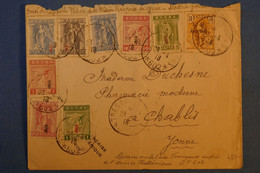 F3 GRECE BELLE LETTRE RARE 1918 MISSION MILITAIRE FRANCAISE AUPRES DE L ARMEE HELLENIQUE SP 602 POUR CHABLIS FRANCE - Storia Postale