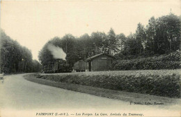 Paimpont * Les Forges * La Gare * Arrivée Du Tramway Tram * Ligne Chemin De Fer - Paimpont