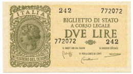 2 LIRE BIGLIETTO DI STATO LUOGOTENENZA UMBERTO BOLAFFI 23/11/1944 FDS - Andere