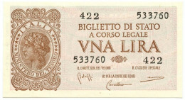 1 LIRA BIGLIETTO DI STATO LUOGOTENENZA UMBERTO BOLAFFI 23/11/1944 FDS - Otros