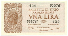 1 LIRA BIGLIETTO DI STATO LUOGOTENENZA UMBERTO BOLAFFI 23/11/1944 FDS - Regno D'Italia – Other