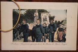 CPA Ak 1918 PENHARS Les Jeunes Gens Portent La Statue De Saintt Joseph Religion Procession - Sonstige & Ohne Zuordnung