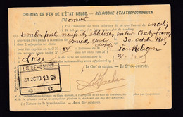 DDZ 942 -  Entier Postal Avis De Réception Chemins De Fer LIEGE Guillemins 1905 - Cachet De Gare Idem Au Verso - Andere & Zonder Classificatie