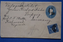 Y2  ETATS UNIS  BELLE CARTE  1895   VIRGINIA POUR LEIPZIG GERMANY + + AFFRANCHISSEMENT   INTERESSANT - Lettres & Documents