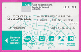 266060 / Spain - Ticket Billet B. Senzill Valid Per Metro Bus TMB ( Area De Barcelona)  2013 Espana Spanien - Europa