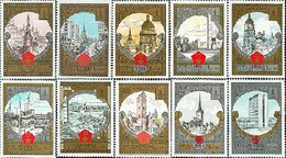 USSR Russia 1980 Moscow Olympic Tourism Architecture Of Cities Hosting The Olympics Set Of 10 Stamps - Verano 1980: Moscu